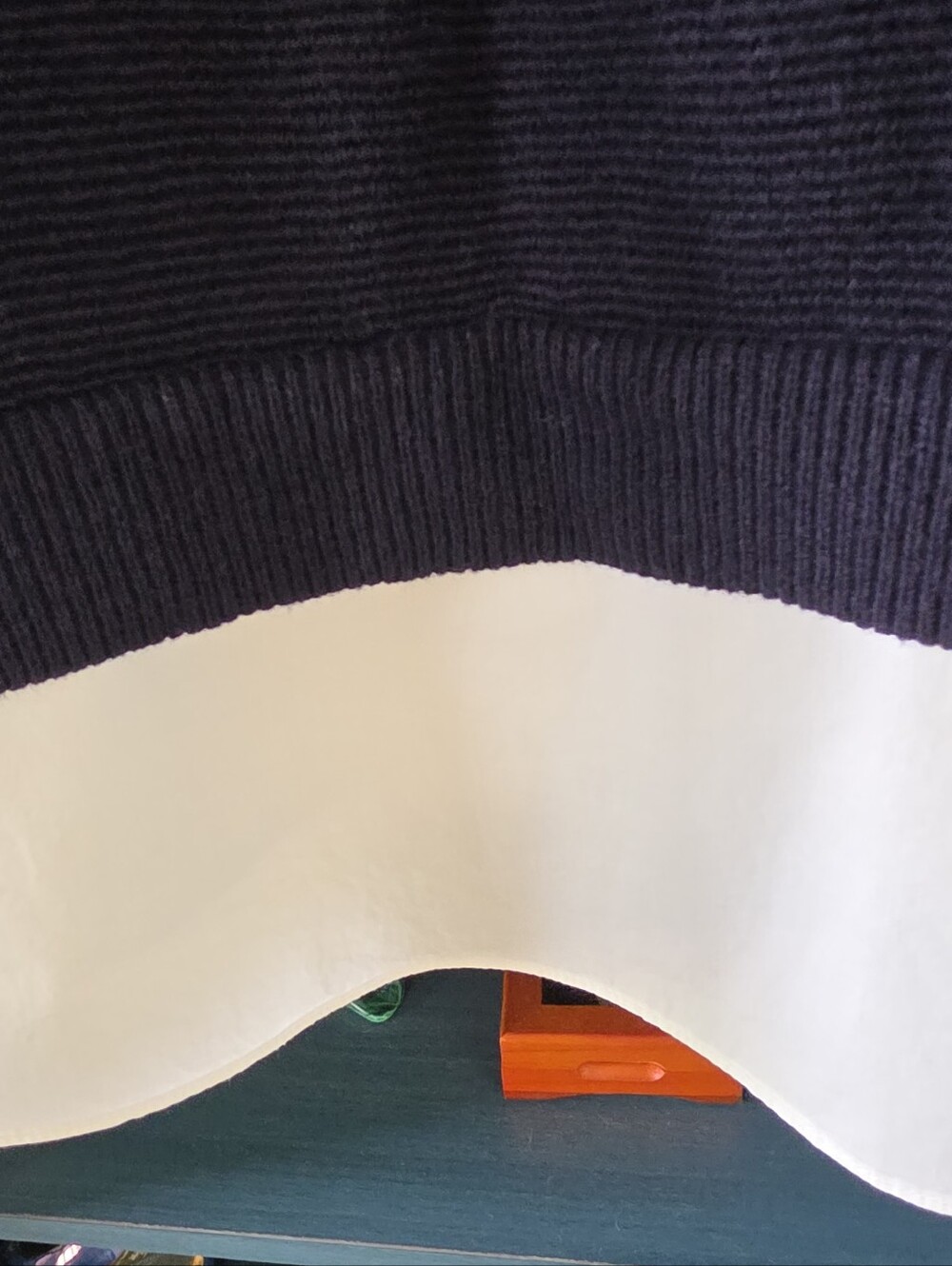 Ted Baker Bronwen Layered Look Navy Sweater with White Scallop Collar/Hem Size 3 - Picture 6 of 13